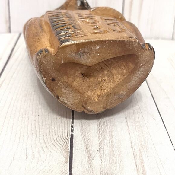 Hawaii Lucky Neko Cat Wood Carved 6" Figurine - Picture 5 of 8